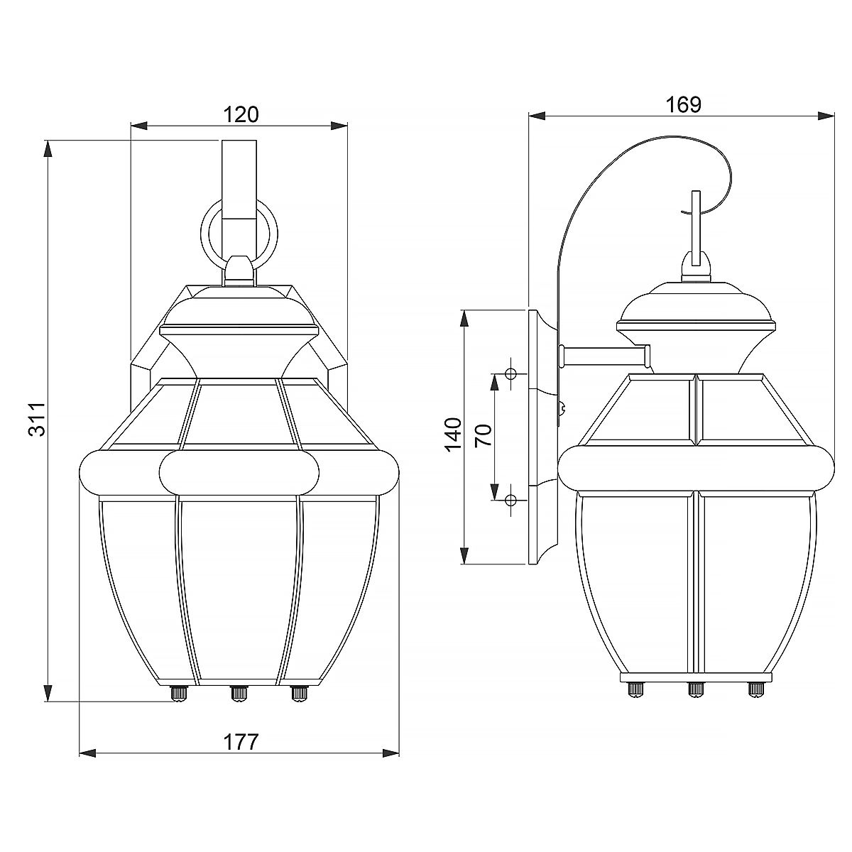 Newbury 1 Light Small Wall Lantern Lacquered Polished Brass - QZ-NEWBURY2-S-PB