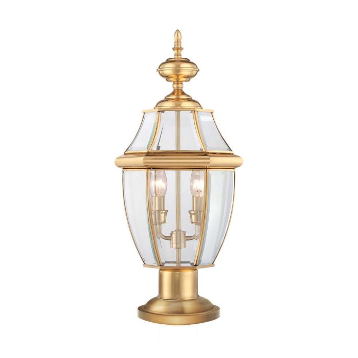 Newbury 2 Light Pedestal Light Lacquered Polished Brass - QZ-NEWBURY3-L-PB