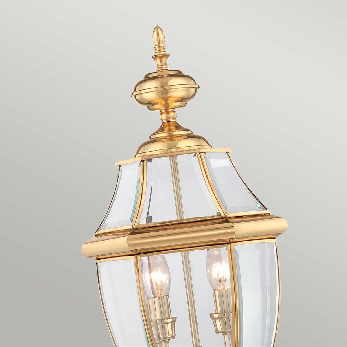 Newbury 2 Light Pedestal Light Lacquered Polished Brass - QZ-NEWBURY3-L-PB