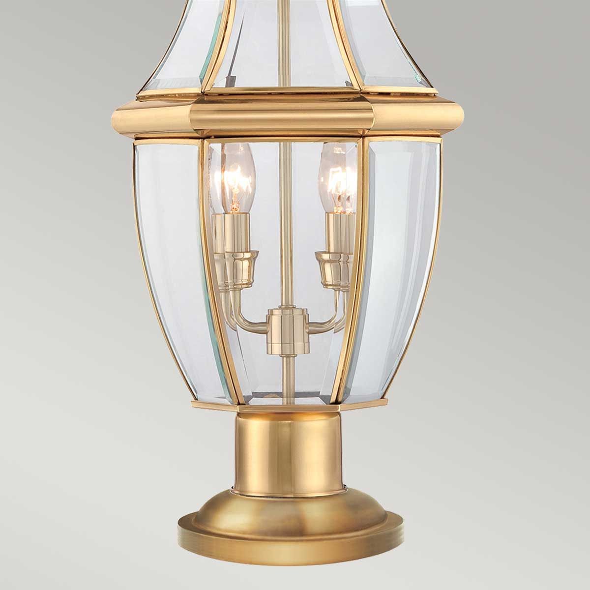 Newbury 2 Light Pedestal Light Lacquered Polished Brass - QZ-NEWBURY3-L-PB