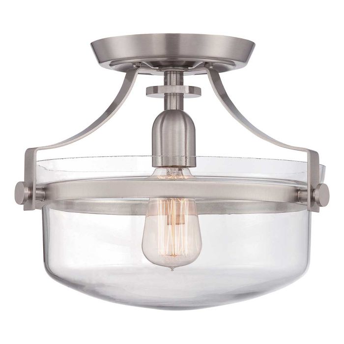 Penn Station 1 Light Semi Flush Mount Light Brushed Nickel - QZ-PENN-STATION-F-BN