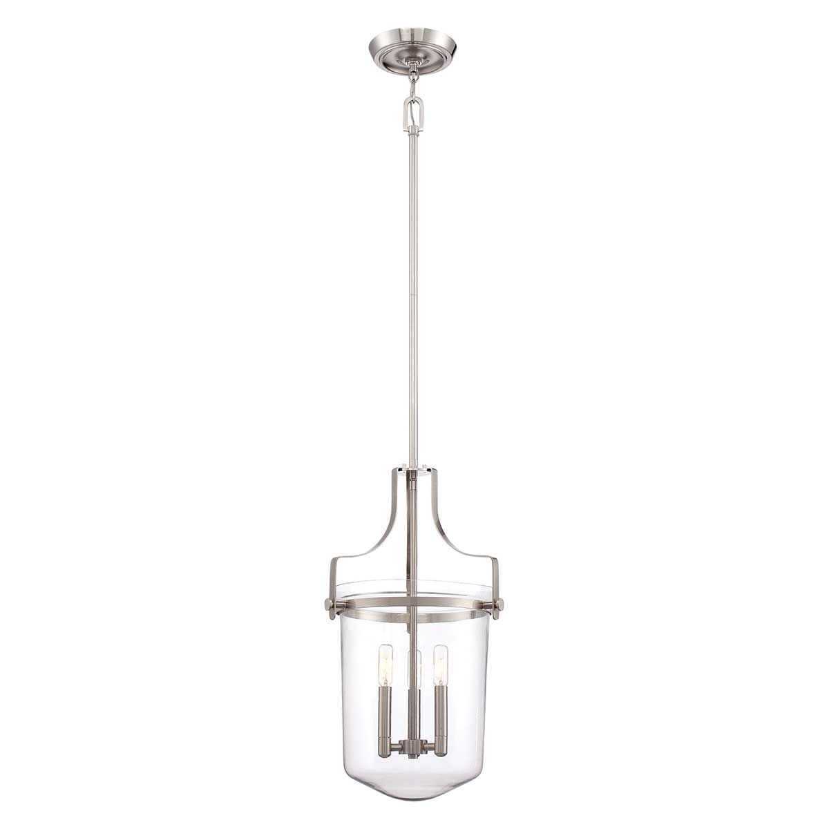 Penn Station 3 Light Pendant Brushed Nickel - QZ-PENN-STATION-M-BN