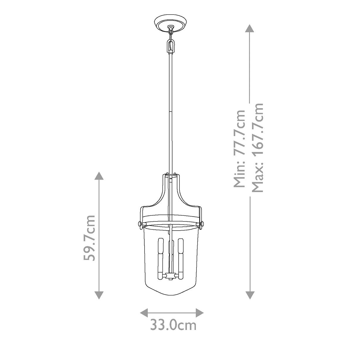 Penn Station 3 Light Pendant Brushed Nickel - QZ-PENN-STATION-M-BN