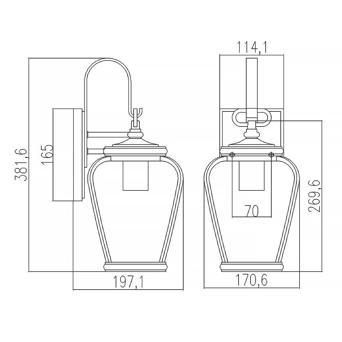 Province 1 Light Wall Lantern Mystic Black - QZ-PROVINCE2-S