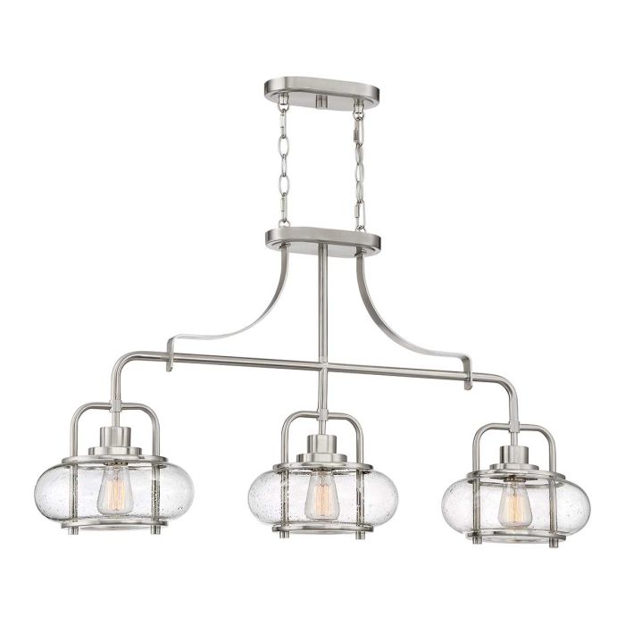 Trilogy 3 Light Pendant Brushed Nickel - QZ-TRILOGY-ISLE-BN