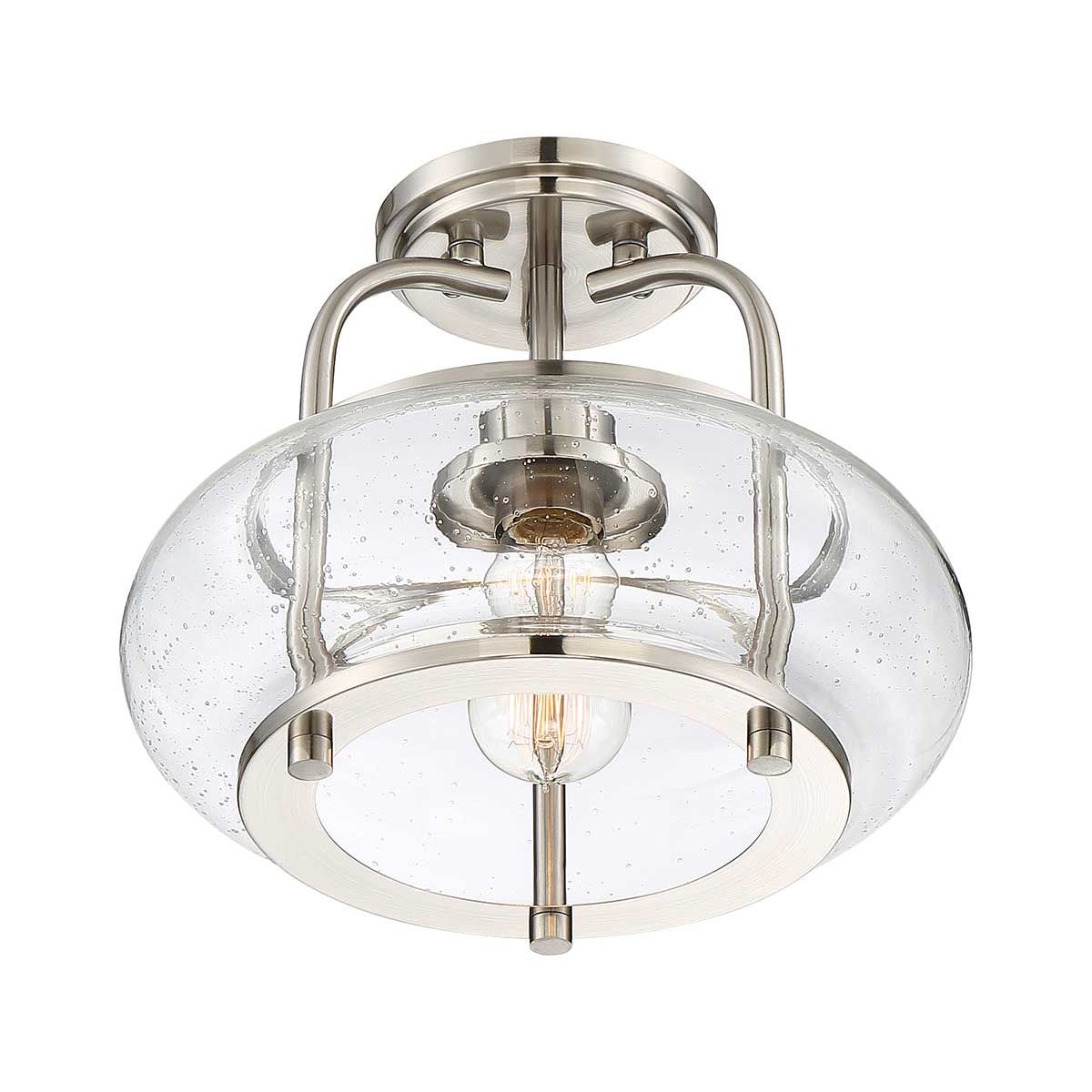 Trilogy Small Semi Flush Mount Light Brushed Nickel - QZ-TRILOGY-SFS-BN