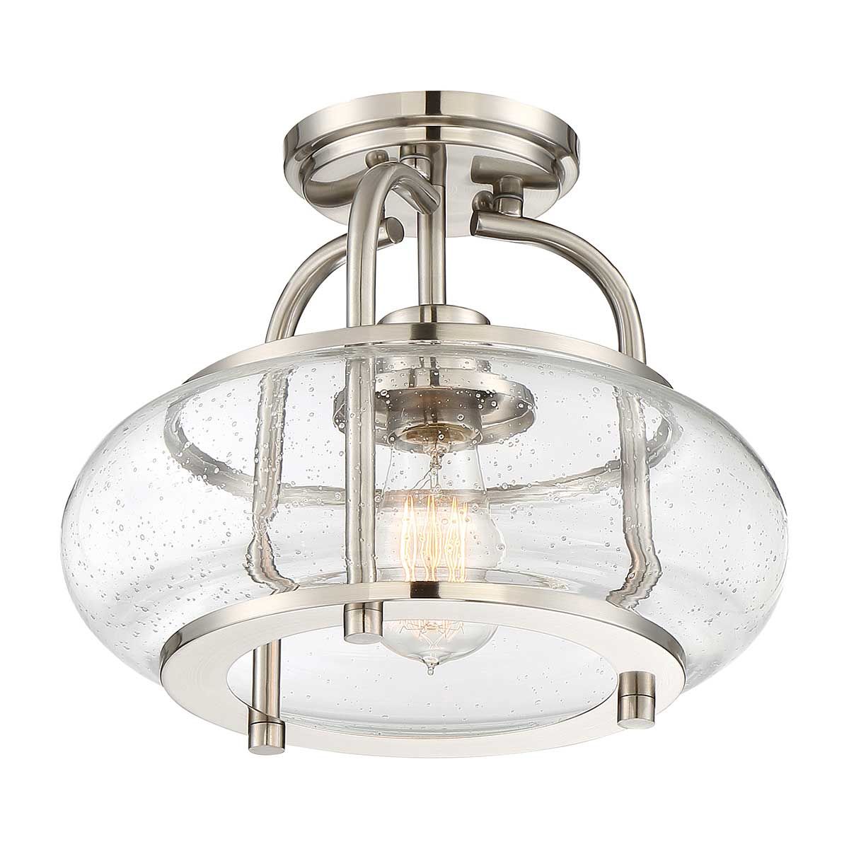 Trilogy Small Semi Flush Mount Light Brushed Nickel - QZ-TRILOGY-SFS-BN