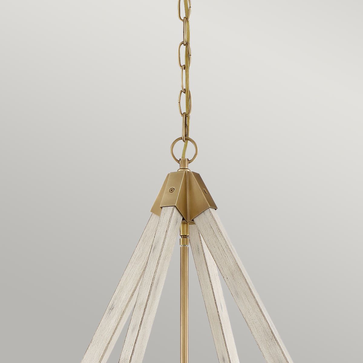 View Point 3 Light Chandelier Whitewash Wood Effect & Weathered Brass - QZ-VIEW-POINT-S