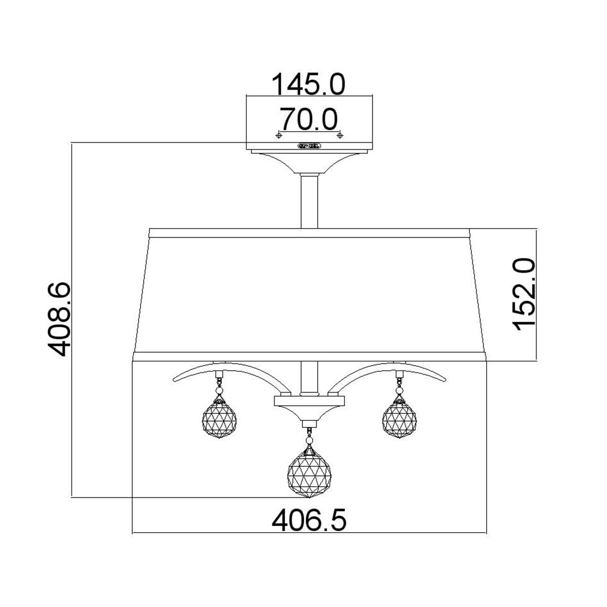 Whitney 3 Light Semi Flush Mount Light Imperial Silver - QZ-WHITNEY-SF