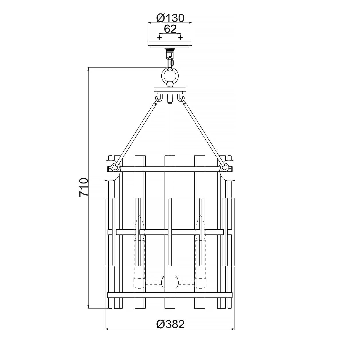 Wood Hollow 4 Light Chandelier Rustic Black - QZ-WOOD-HOLLOW-4P