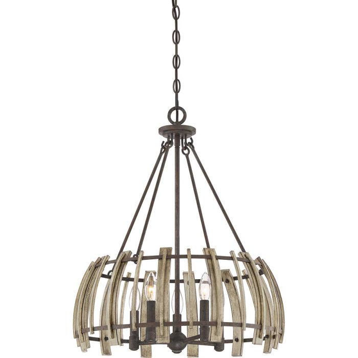 Wood Hollow 5 Light Chandelier Rustic Black - QZ-WOOD-HOLLOW-5P