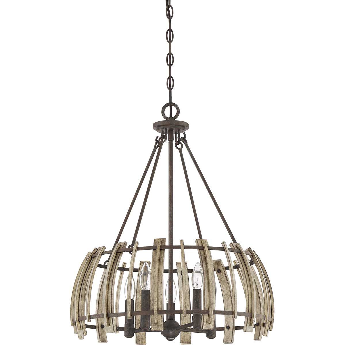 Wood Hollow 5 Light Chandelier Rustic Black - QZ-WOOD-HOLLOW-5P