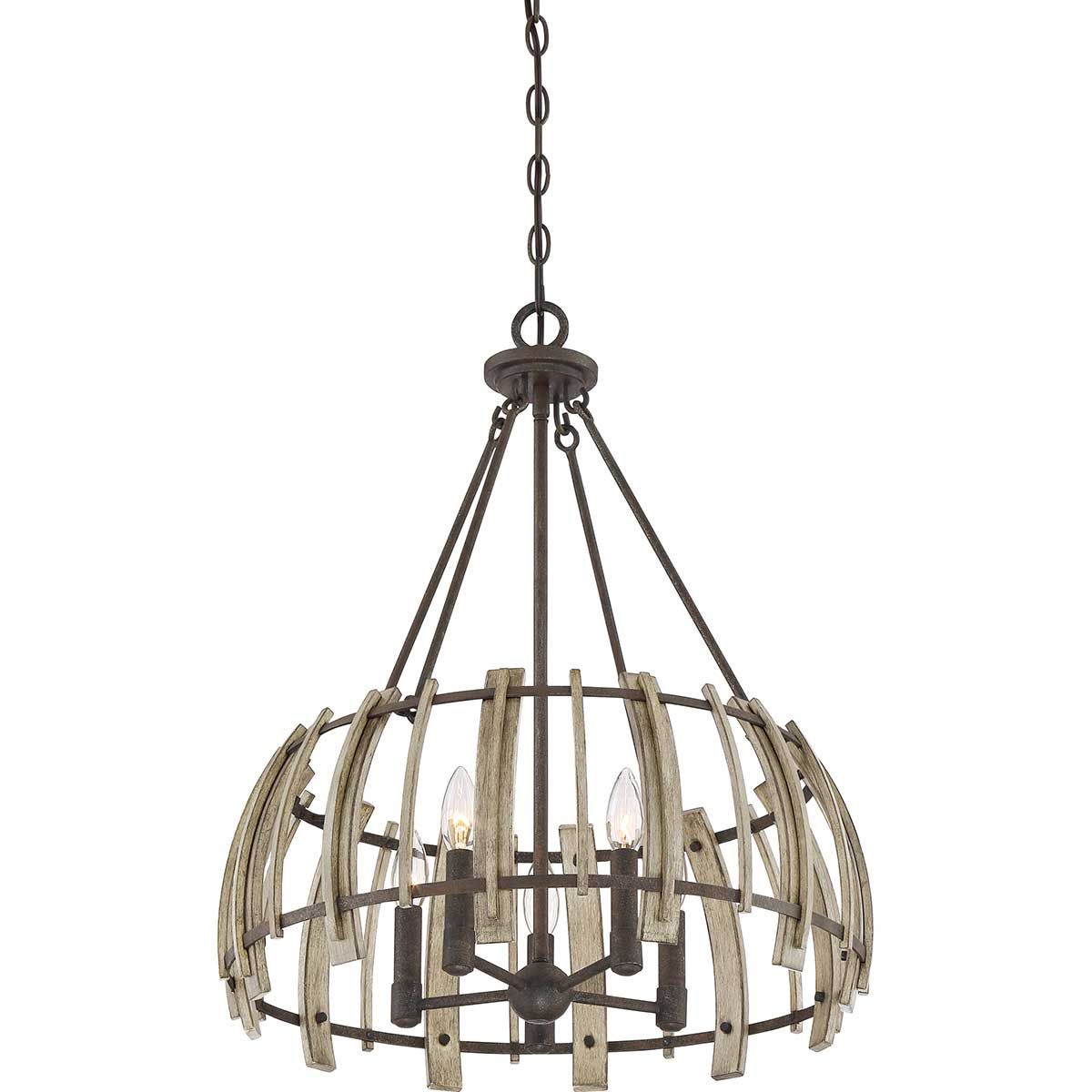 Wood Hollow 5 Light Chandelier Rustic Black - QZ-WOOD-HOLLOW-5P