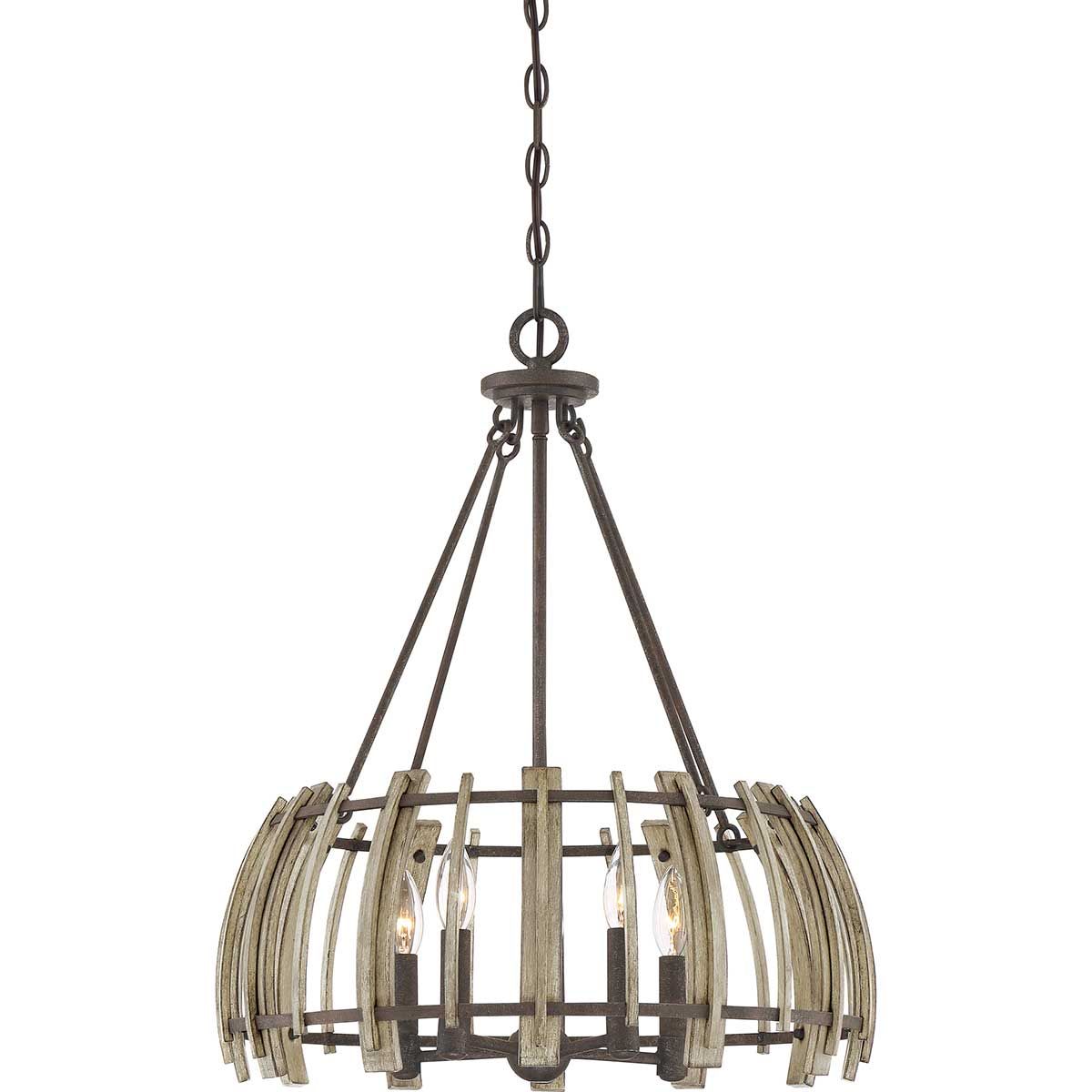 Wood Hollow 5 Light Chandelier Rustic Black - QZ-WOOD-HOLLOW-5P