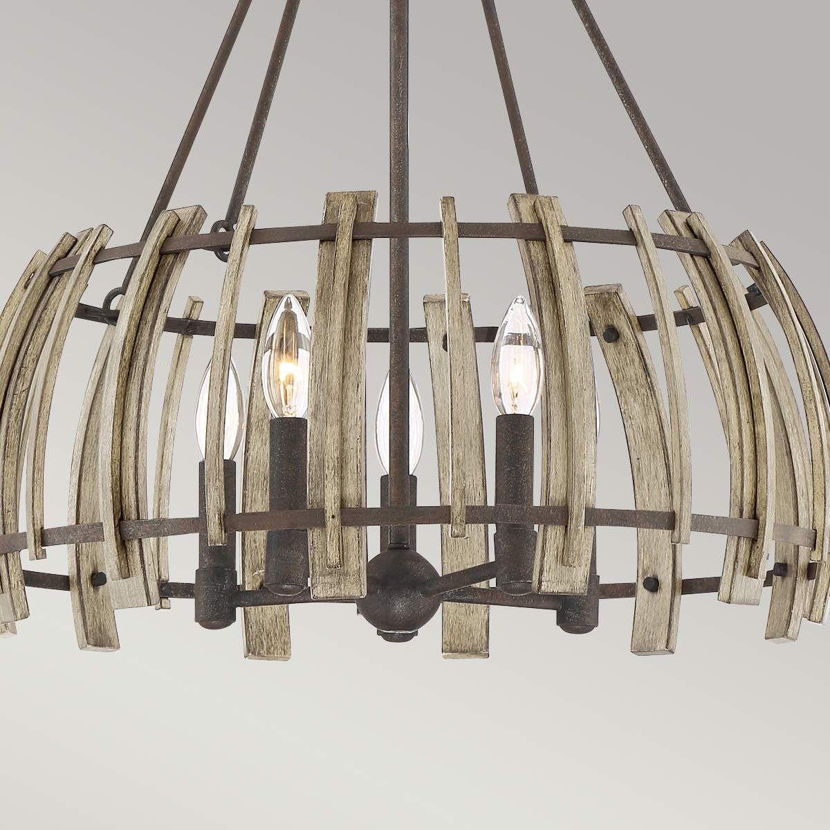 Wood Hollow 5 Light Chandelier Rustic Black - QZ-WOOD-HOLLOW-5P