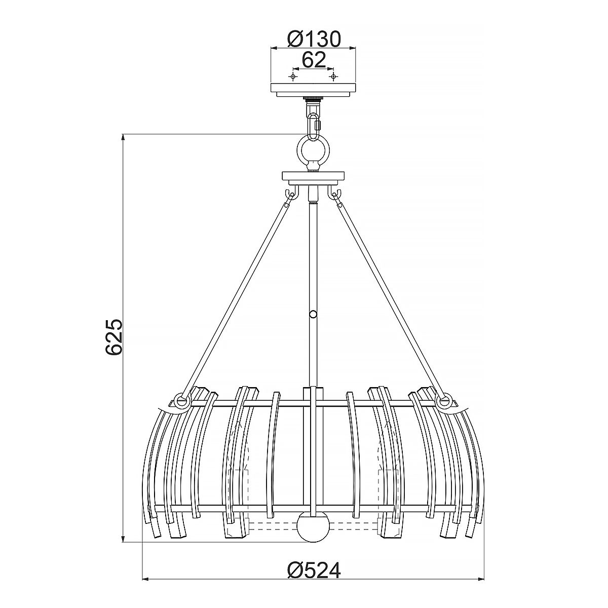 Wood Hollow 5 Light Chandelier Rustic Black - QZ-WOOD-HOLLOW-5P