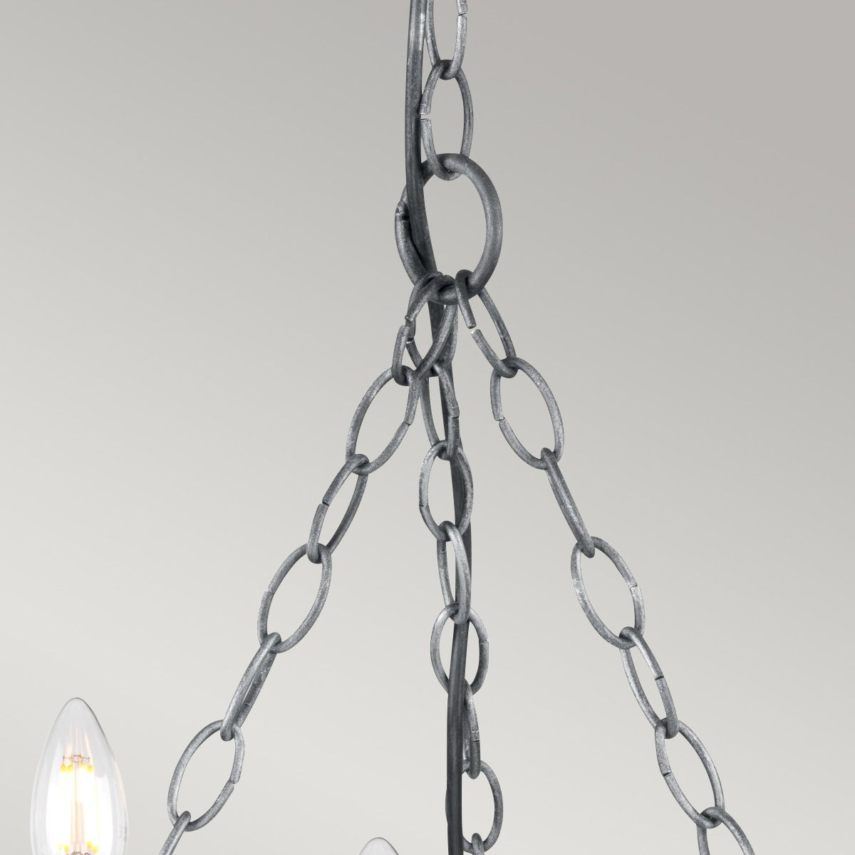 Saxon Steel 5 Light Chandelier Black & Silver Patina - SAX5-BLK-SIL