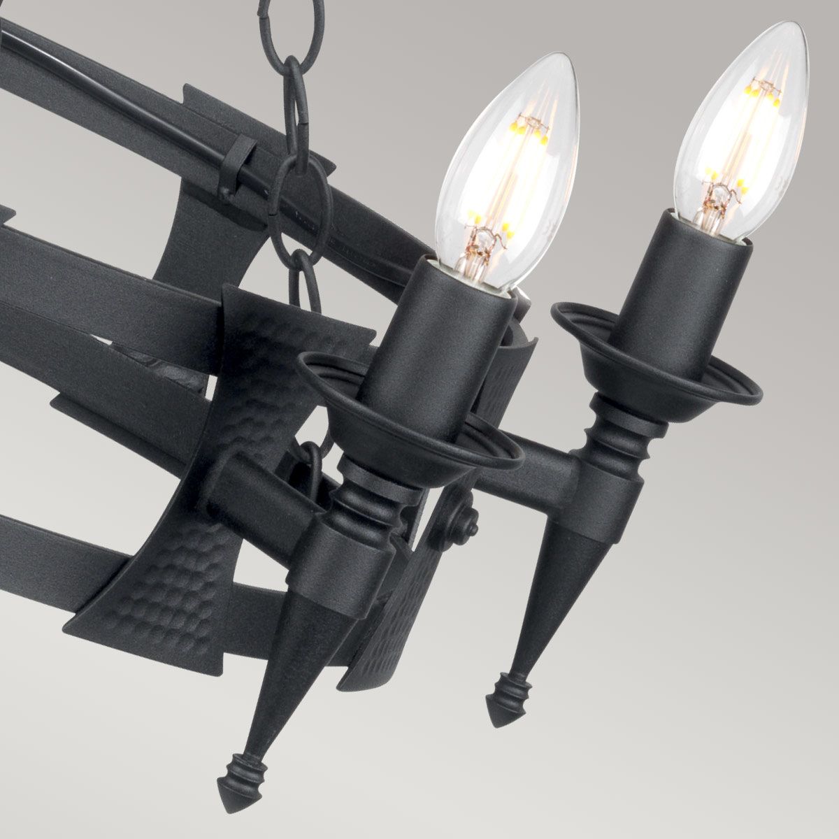 Saxon Steel 5 Light Chandelier Black - SAX5-BLK