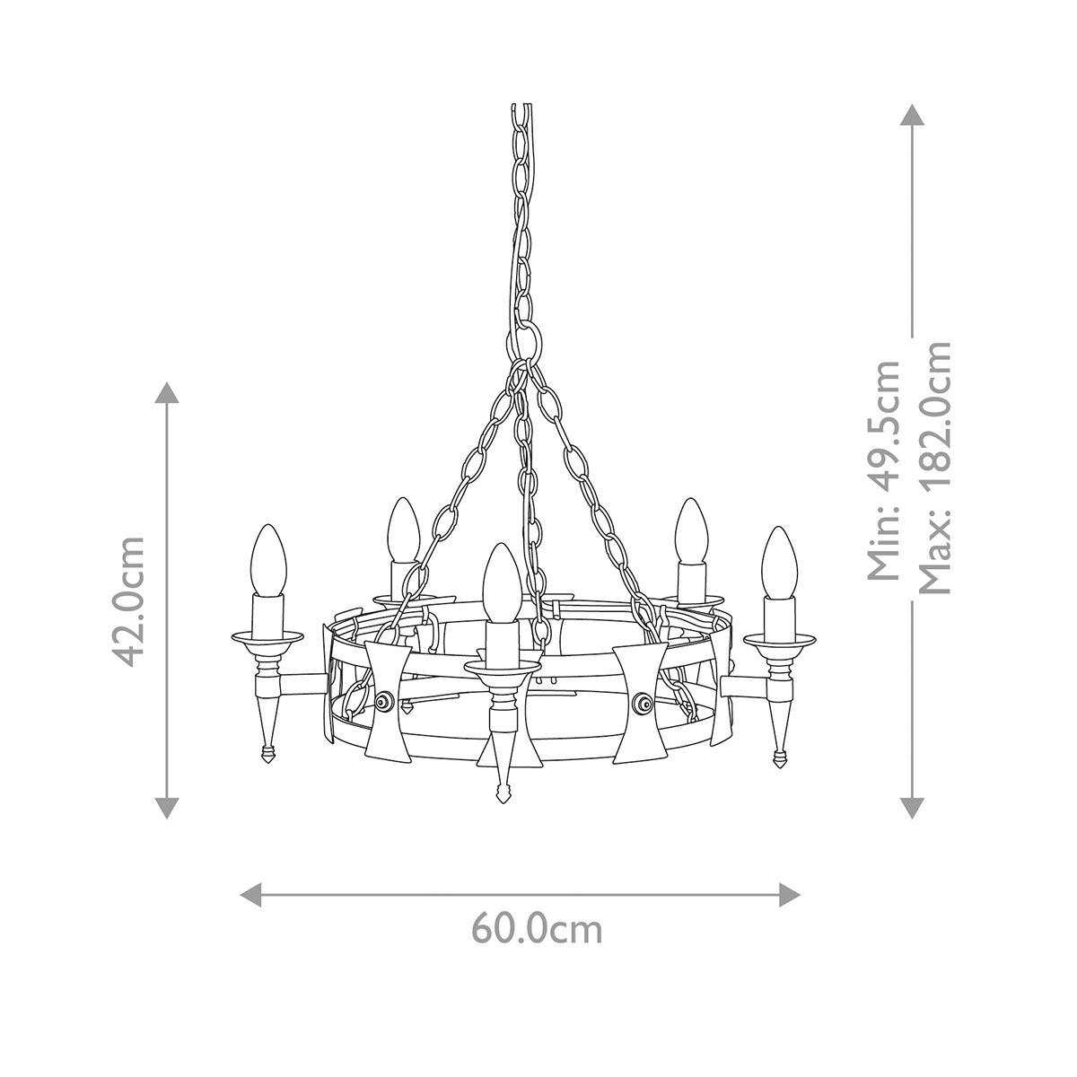 Saxon Steel 5 Light Chandelier Black - SAX5-BLK