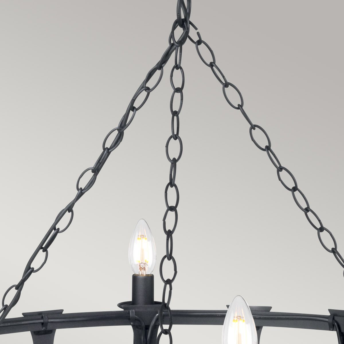 Saxon Steel 8 Light Chandelier Black - SAX8-BLK