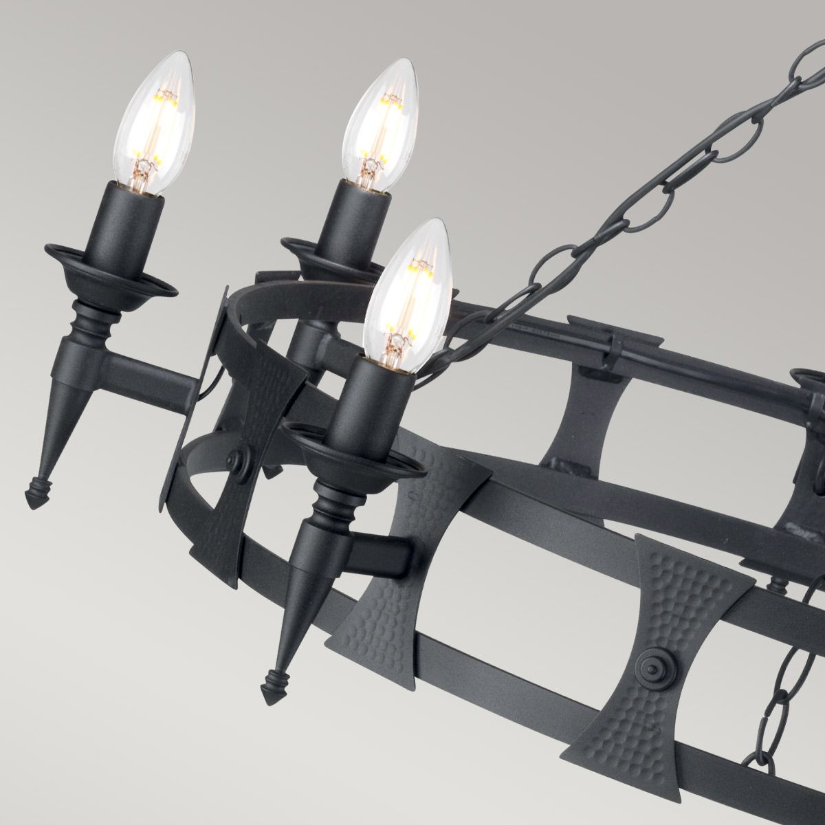 Saxon Steel 8 Light Chandelier Black - SAX8-BLK