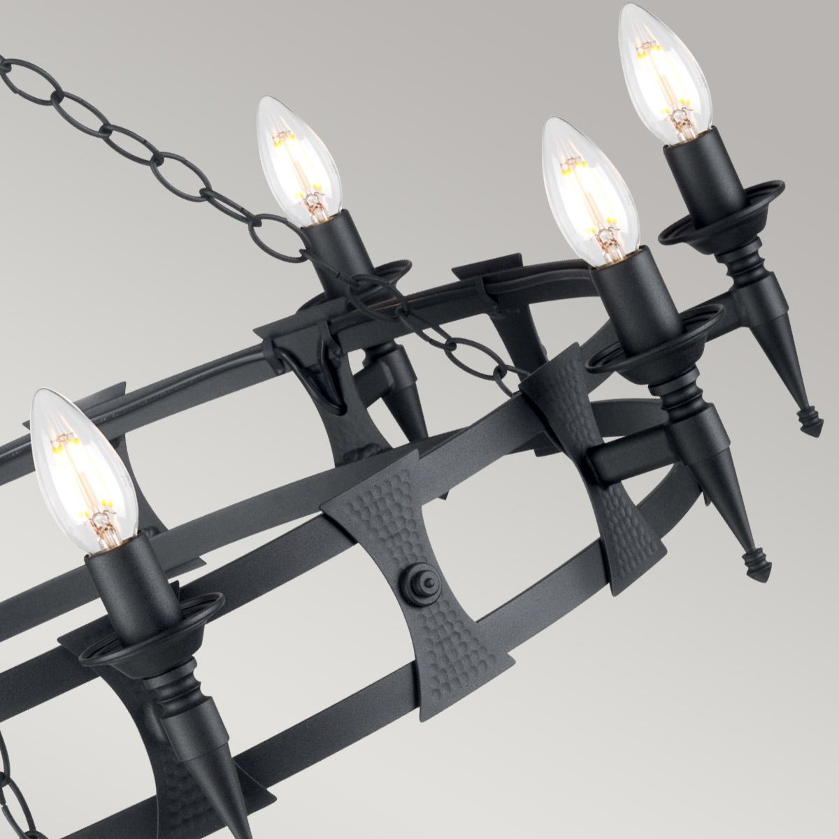 Saxon Steel 8 Light Chandelier Black - SAX8-BLK