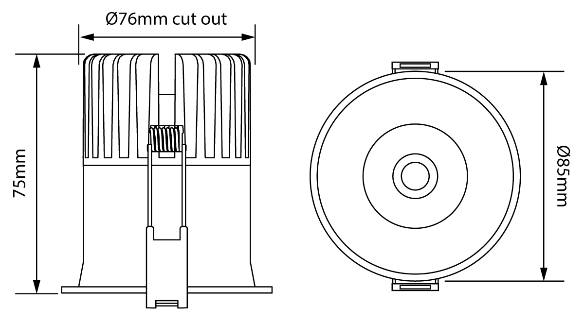 Sola Series 38° LED Downlight 12W 3000K White - SI SOLA/12W/85/38D/WH