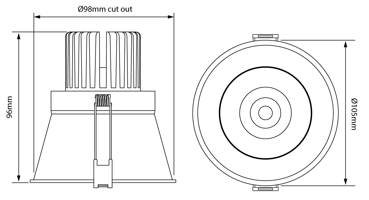 Sola Series 38° LED Adjustable Downlight 12W 3000K White - SI SOLA/12W/ADJ/38D/WH