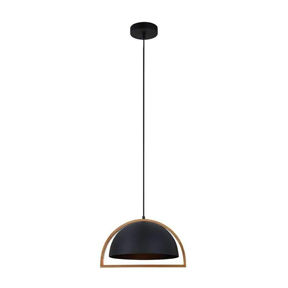 SWING Dome Shape Wood Frame 1 Light Pendant Black - SWING4