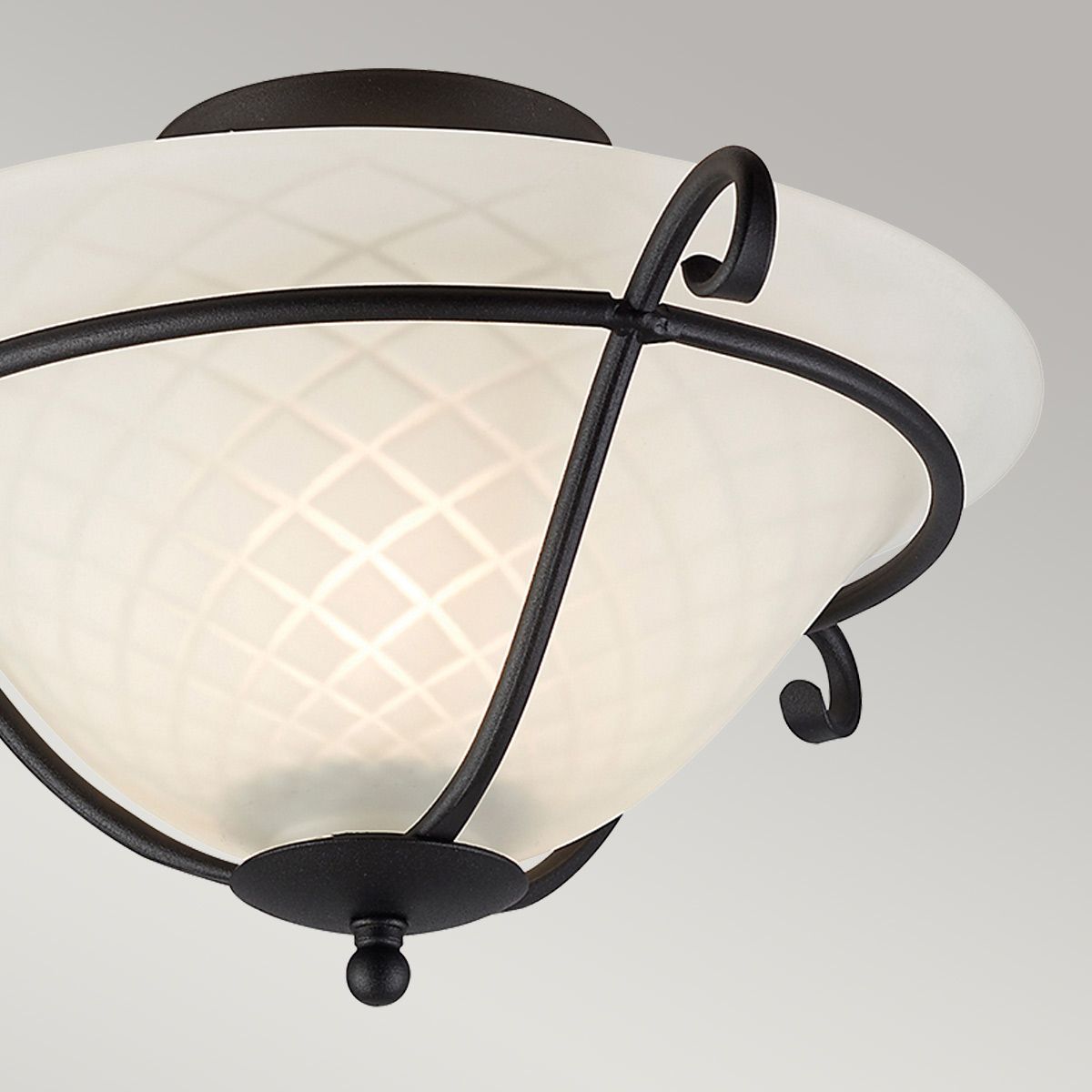 Torchiere Flush Mount LIght Black & Opal Etched - TCH-F-BLACK