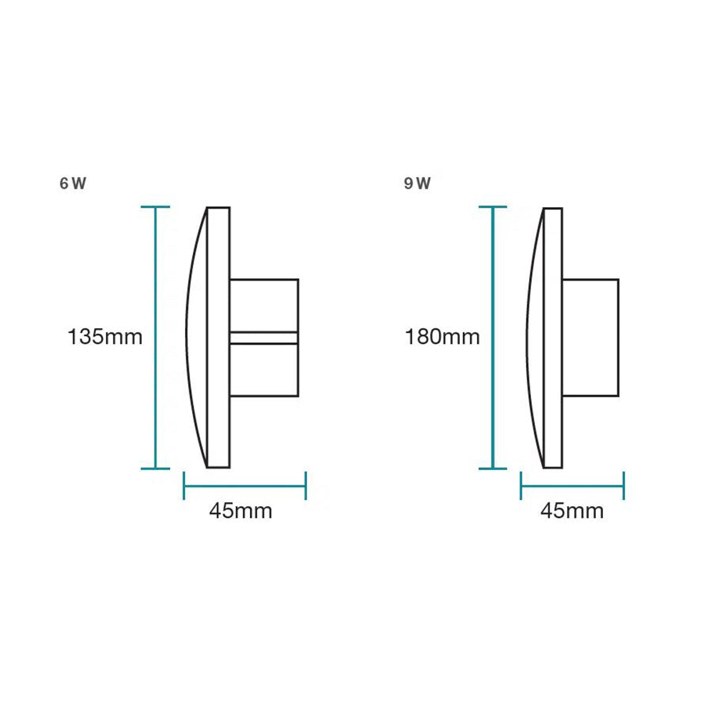 Torino Exterior Wall Light 6W  Black Aluminium 3CCT - MLXT3458M