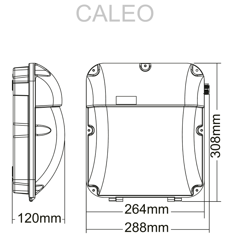 Caleo Safety LED Wall Light Black 30W 5000K - CALEO30W-5K