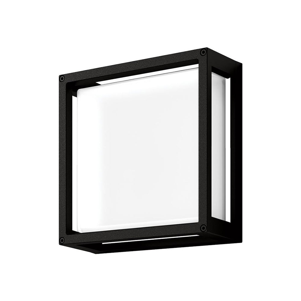 Buy Exterior Wall Lights Australia York Square Exterior Wall Light 12W Black Aluminium 3000K - 19654