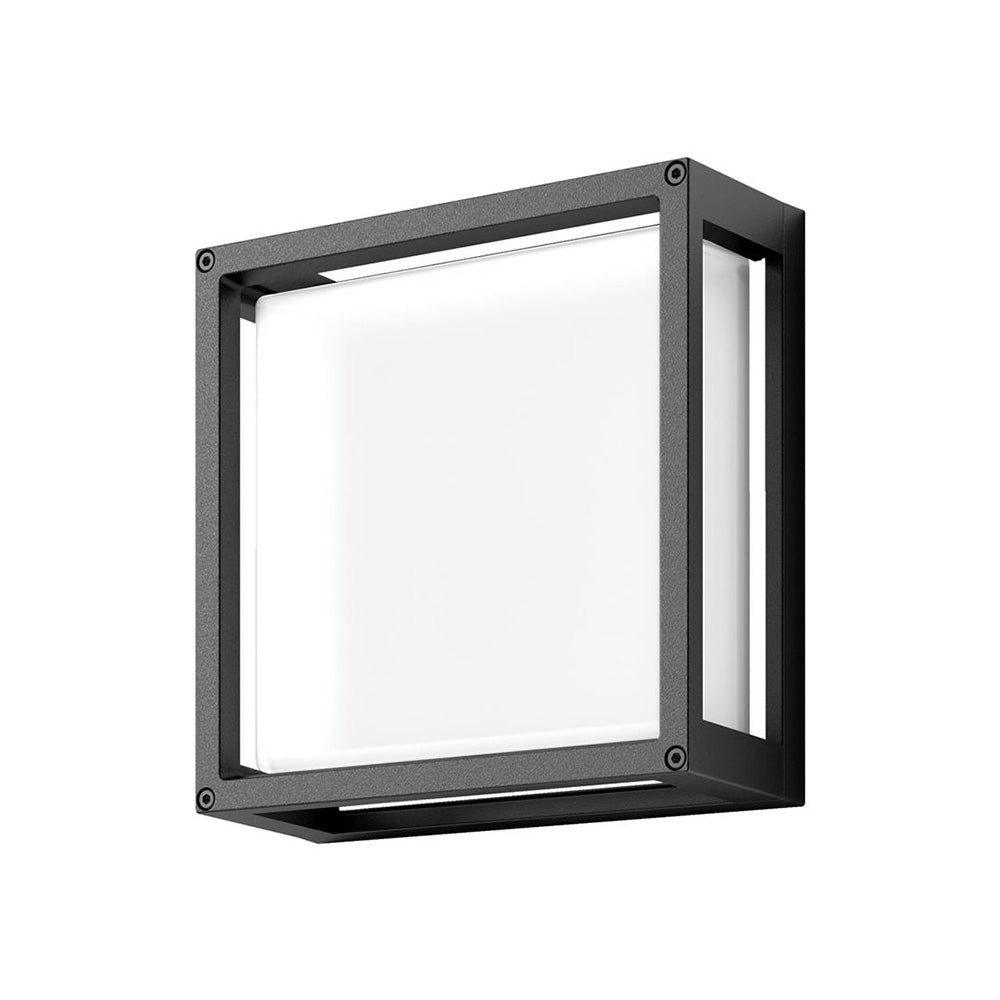 Buy Exterior Wall Lights Australia York Square Exterior Wall Light 12W Dark Grey Aluminium 3000K - 19650