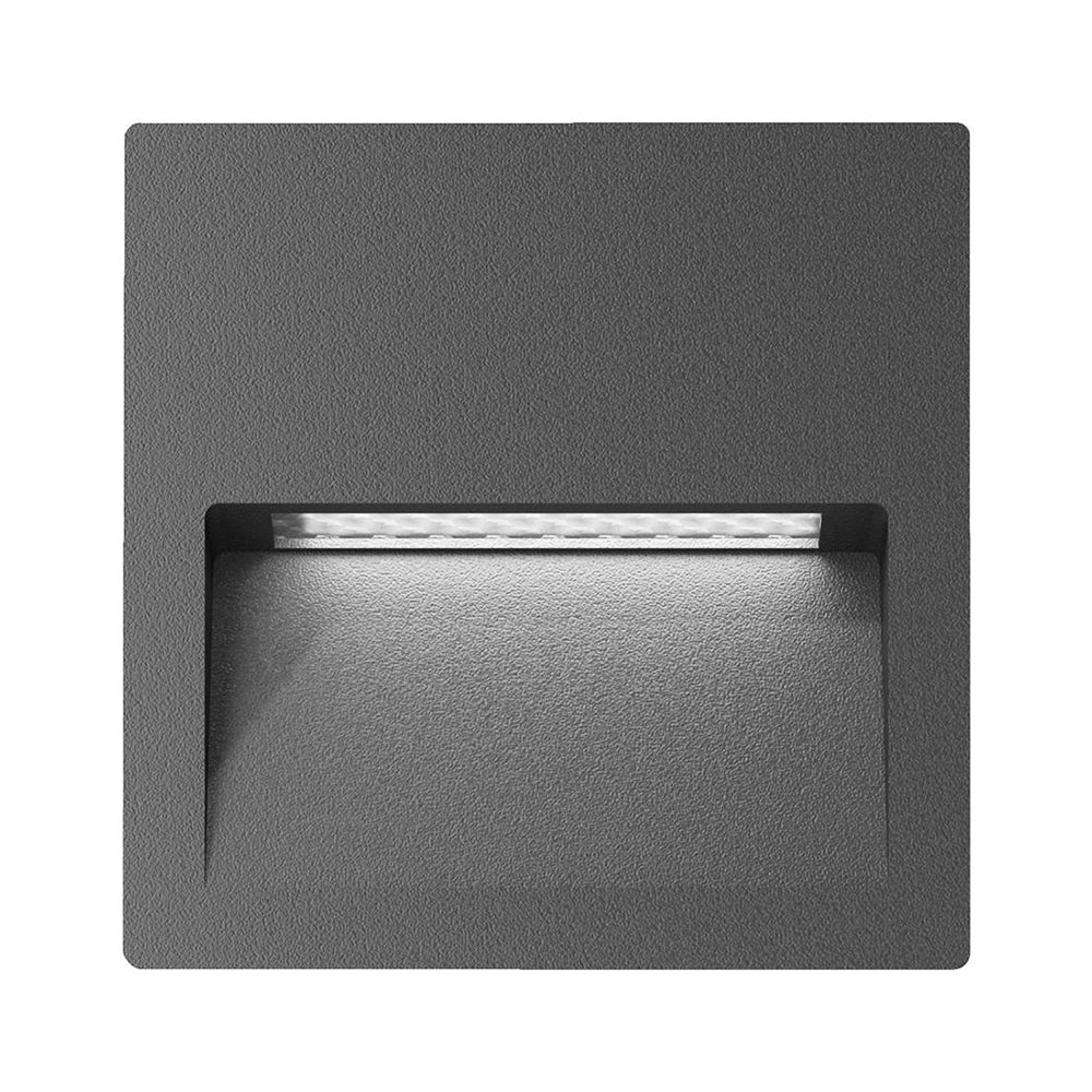 Buy Outdoor Step Lights Australia Zac Square Outdoor Step Light 12V Dark Grey Aluminium 5000K - 19781