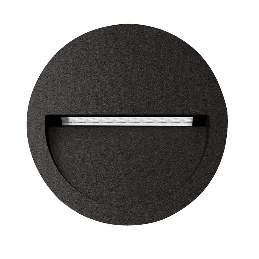 Buy Outdoor Step Lights Australia Zac Round Outdoor Step Light Black Aluminium 5000K - 19728