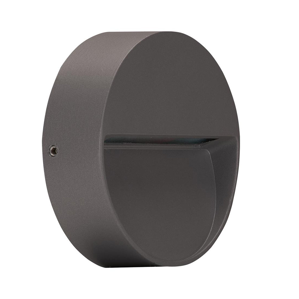 Buy Outdoor Step Lights Australia Zeke Round Outdoor Step Light 12V 4W Dark Grey Aluminium 5000K - 19843