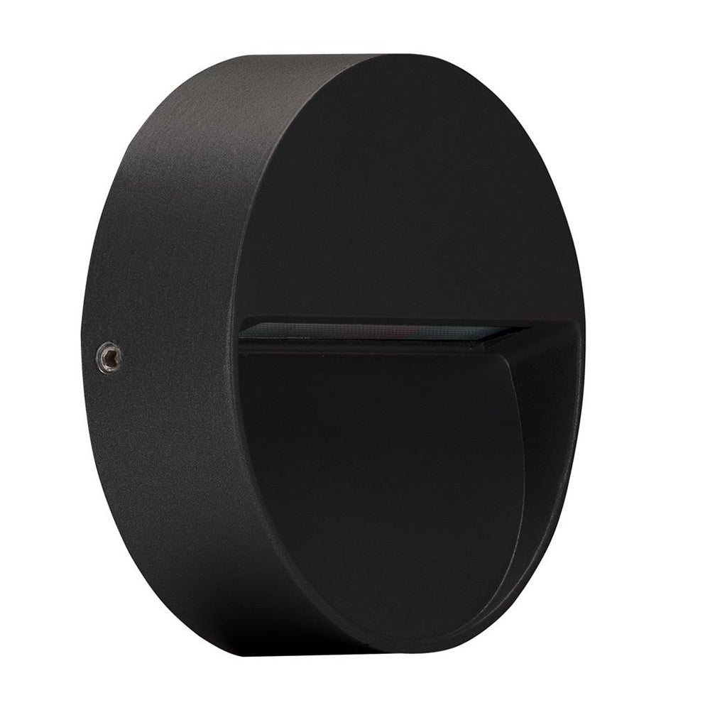 Buy Exterior Wall Lights Australia Zeke Round Exterior Wall Light 4W Black Aluminium 3000K - 19526