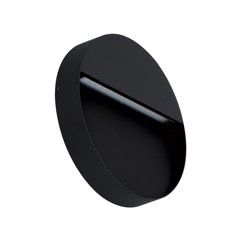 Buy Outdoor Step Lights Australia Zeke Round Outdoor Step Light Black Aluminium 3000K - 19514