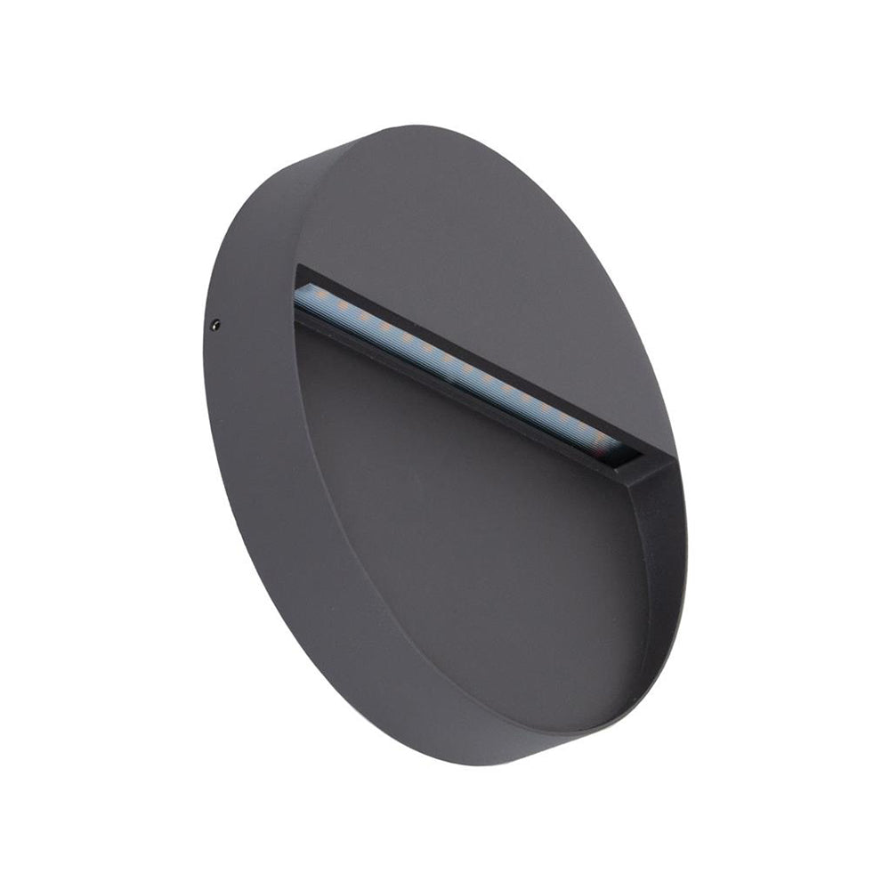 Buy Outdoor Step Lights Australia Zeke Round Outdoor Step Light Dark Grey Aluminium 3000K - 19488