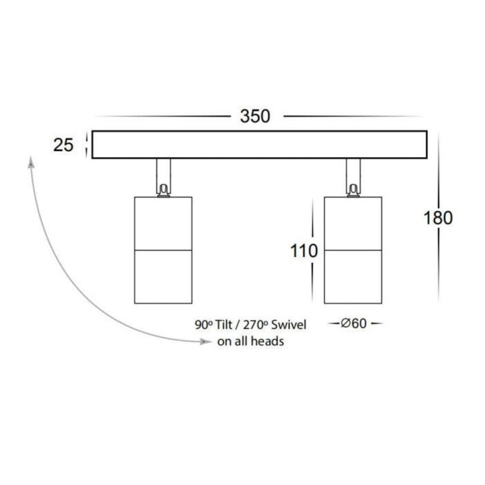 Outdoor Ceiling 2 Spotlights Adjustable L350mm Titanium Aluminium - 2142T