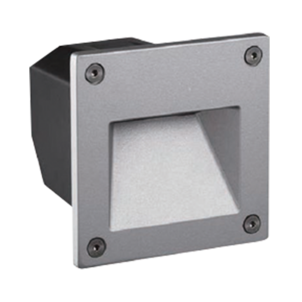 Buy Outdoor Step Lights Australia Square Step Light Open Face Silver Aluminium 3000K - VBLWL-101A-3-3K