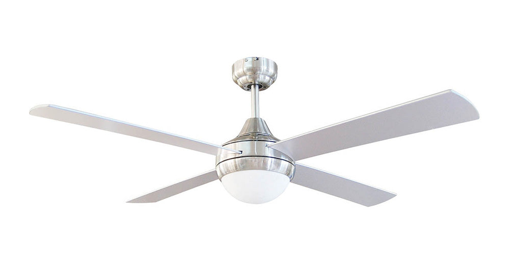 Buy AC Ceiling Fans With Light Australia Tempo-II 48'' Ceiling Fan With 2xE27 Light-Brushed Chrome With Silver Blades - 100012/13