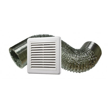 Ducting Kit 100mm Diameter 3000mm Length with Fixed Exterior Grille - V100DKIT