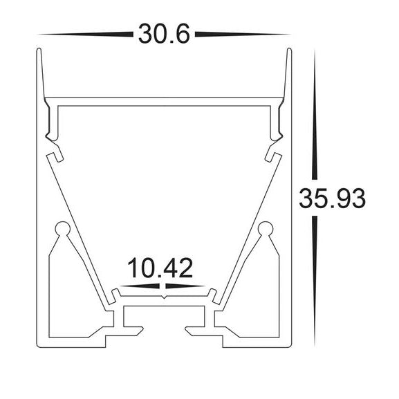 LED Strip Profile H36mm L1m Silver Aluminium - HV9693-3136