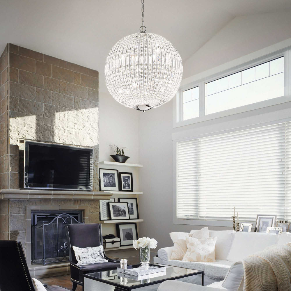 Buy Crystal Pendant Lights Australia Luxor Sp8 Crystal Pendant 8 Lights Chrome Metal / Crystal - 116228