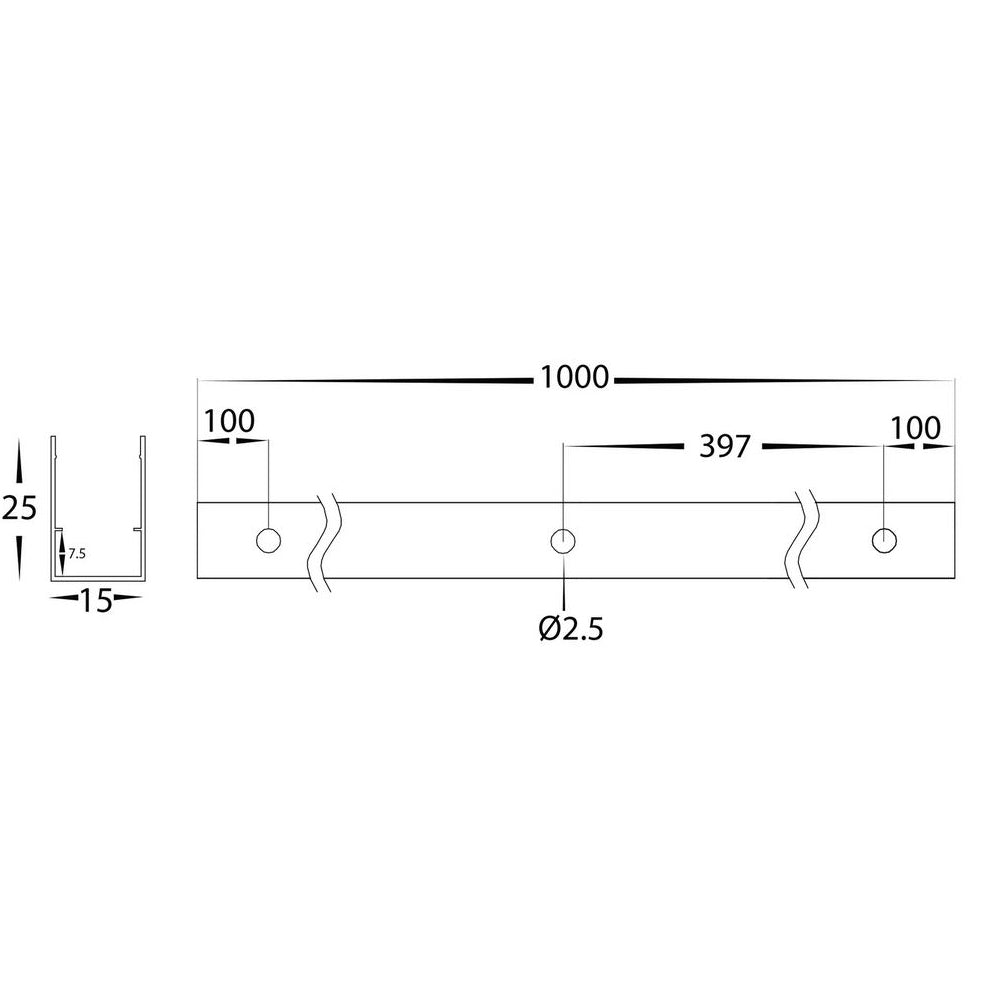 LED Strip Profile W15mm L1m Aluminium - HV9795-ALU