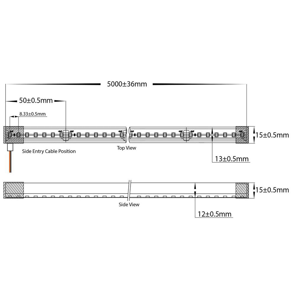 Buy LED Strip Lights Australia Square LED Strip Light 24V DC 14.4W W15mm L1m 3000K - HV9796-IP67-200-3K