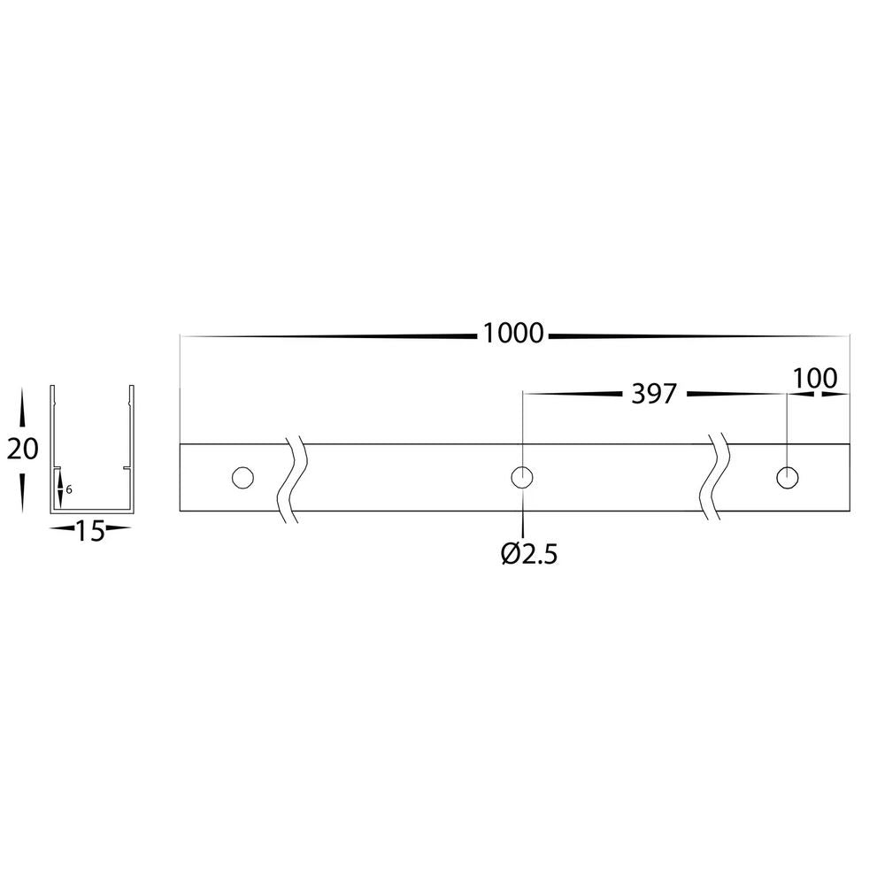 LED Strip Profile W20mm L1m Aluminium - HV9796-ALU
