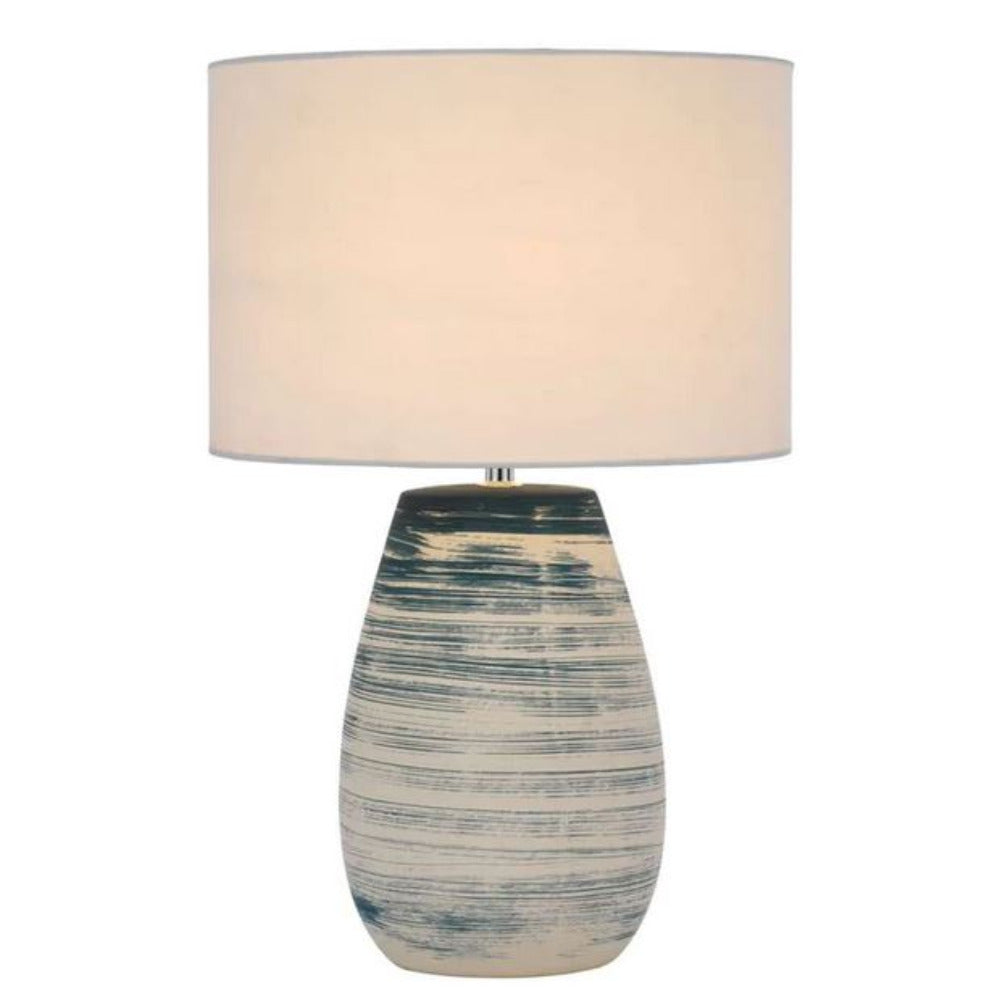 Buy Table Lamps Australia Batik Table Lamp Blue Ceramic / White Fabric - BATIK TL-BLWH